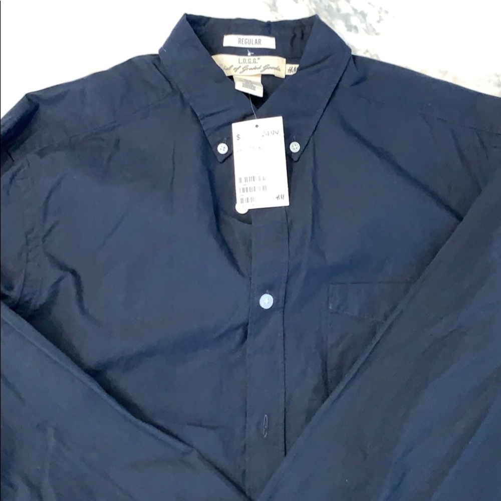 H&M navy button down